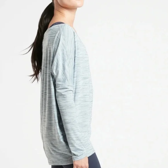 SOLD 💕NEW Athleta Flow Top Essence Spacedye in Glacial Blue/Anthracite Grey - Picture 3 of 14
